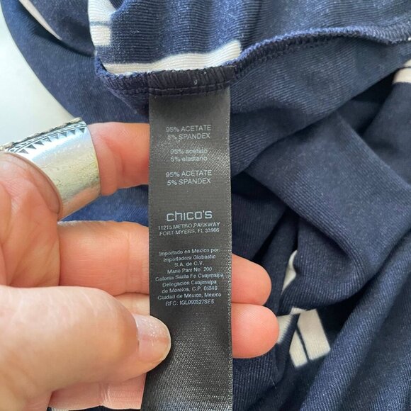 Chico's Travelers Midi Dress Women's Size 1 Navy Blue White Geometric Print - Picture 9 of 9